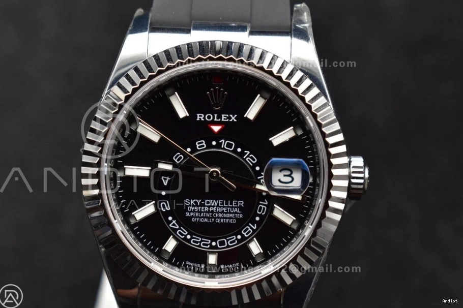 A23J ZF Strap (Gain Black on Best Sky-Dweller SS 336239 Edition Dial Weight) Oysterflex 1:1 0404